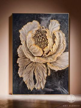 Large painting with rhinestones "Peony" 100 cm x 70 cm