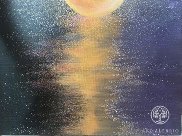 Moon reflection. Canvas, acrylic. Size 30x40 cm