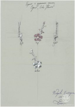 A series of sketches of the "cubic flowers" collection
