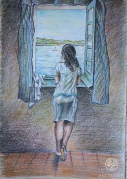 Girl standing by the window