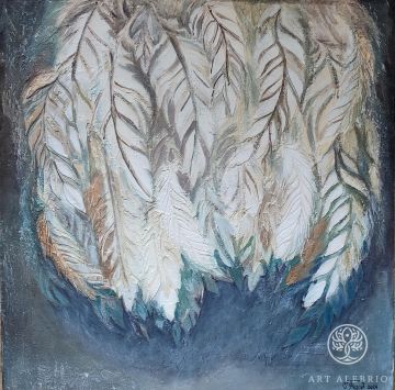 Wings, canvas, texture pastes, acrylic